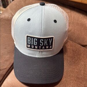 Legacy Blue and White Big Sky Montana Ski Resort patch Classic Trucker Hat
